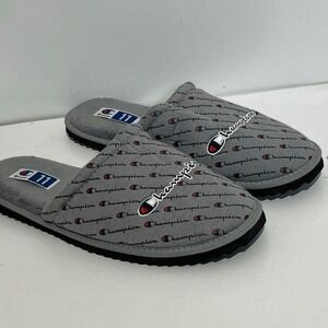 Champion Men's Gray Lined Sherpa Slip On Sleepover Sport Slide Slipper Size 11